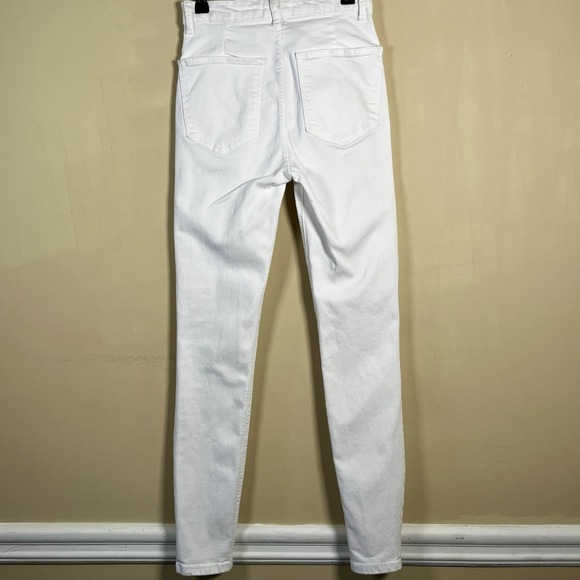 Zara High Waist Skinny Jeans White 4 Baddie Going Out Casual Chic - Picture 5 of 9
